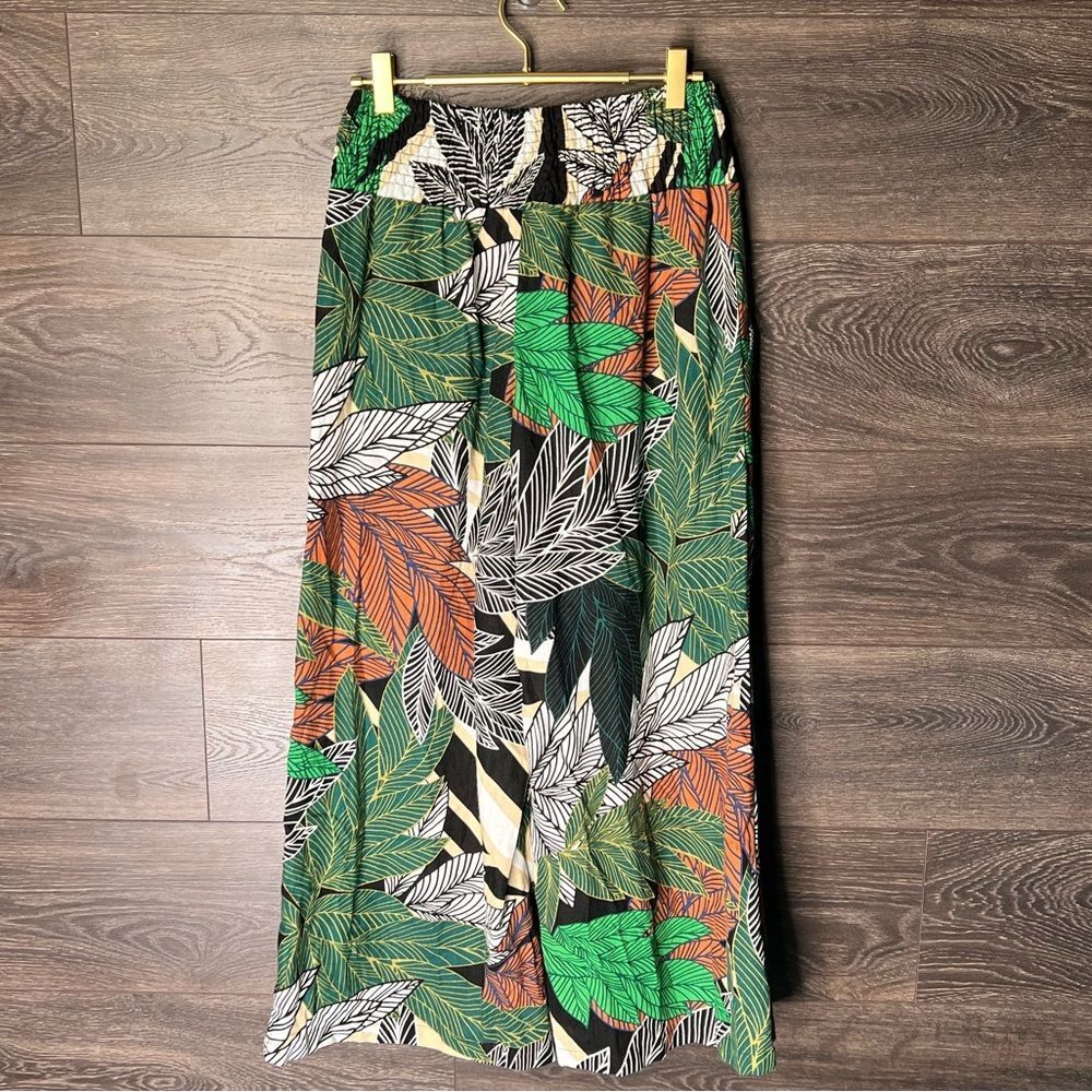 Tahari Jungle Flow Linen Blend Wide Leg Pants, Wide Stretch Waist. Small. New! - Picture 3 of 16